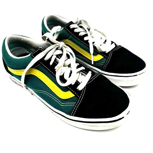 VANS Women's 8 ComfyCush Old Skool Low Future Standard Green Yellow Canvas Shoes - Picture 1 of 6